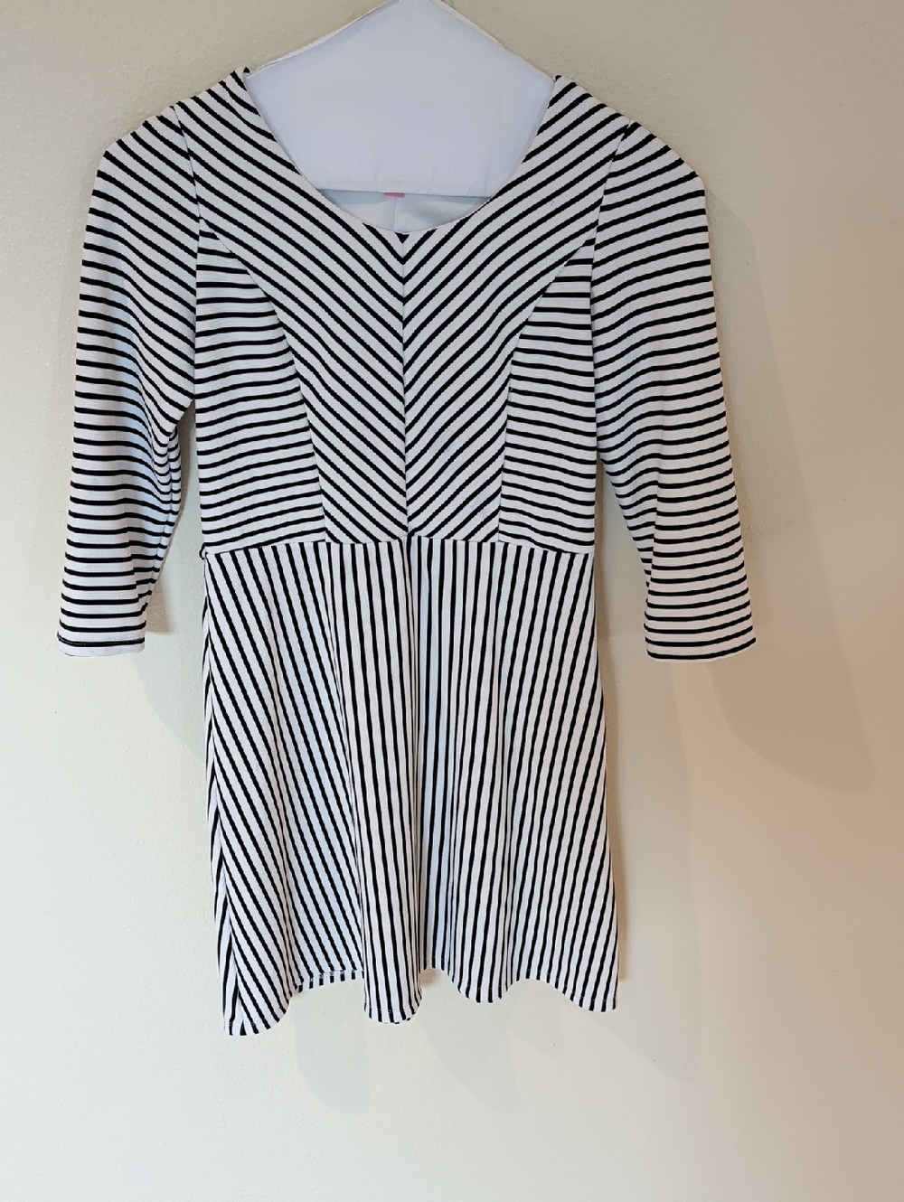 Girls Black & White Striped Casual Dress Size 12